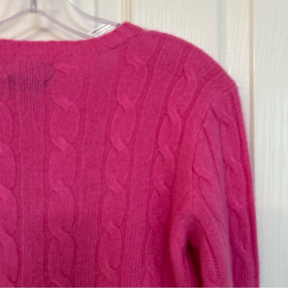 Polo Ralph Lauren 100% Cashmere Iconic Cable Knit Sweater in Pink Size M - Picture 7 of 11